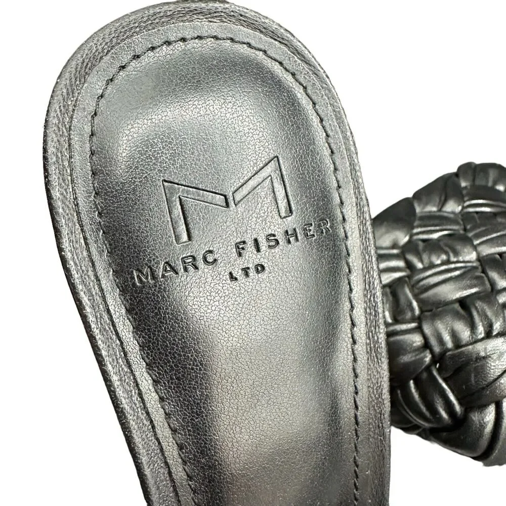 Marc Fisher LTD Mldraya Women Black Leather High Heel Slides Size 6.5